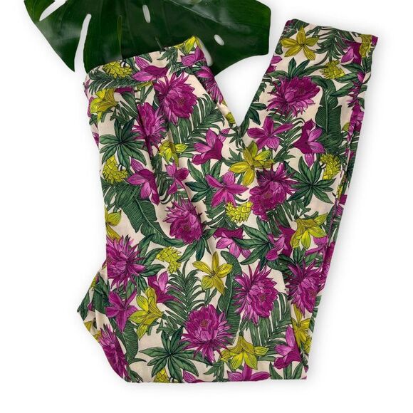 H&M High Waisted Tropical Floral Print Woven Pants - 6 - Picture 3 of 10